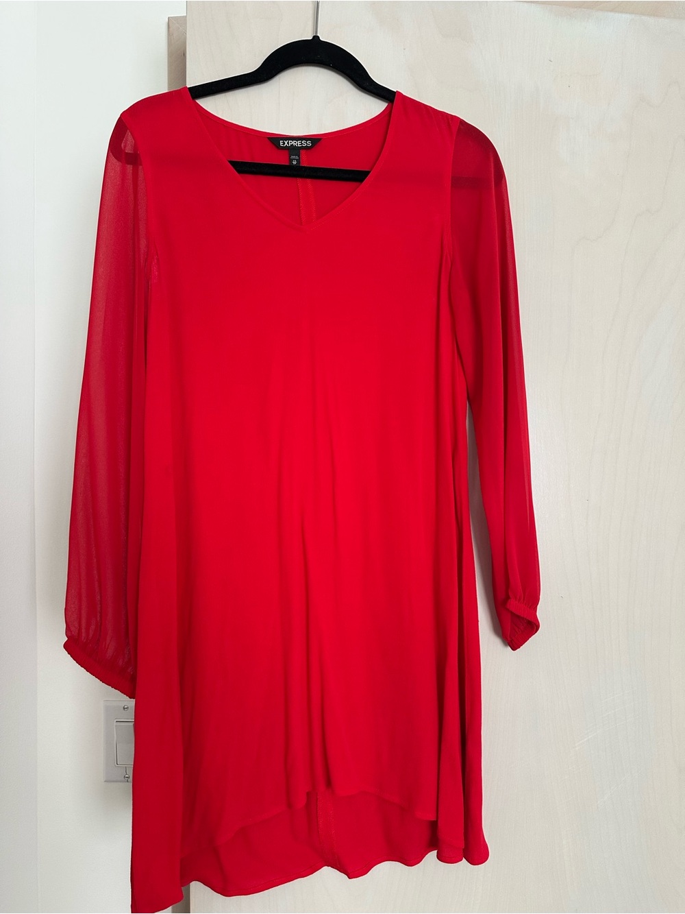 Express Red Sheer-Sleeve Mini dress